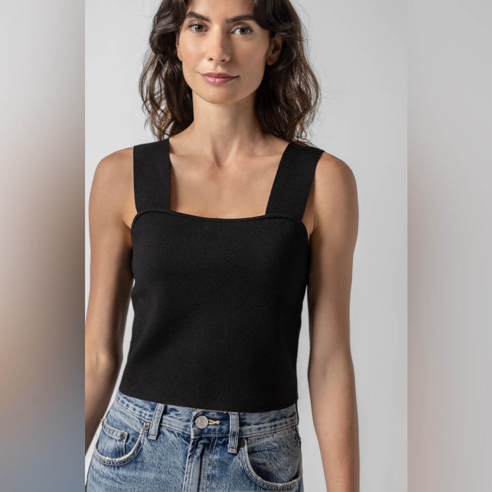 Lilla P size Small Elegant Black Women's Cropped Tank